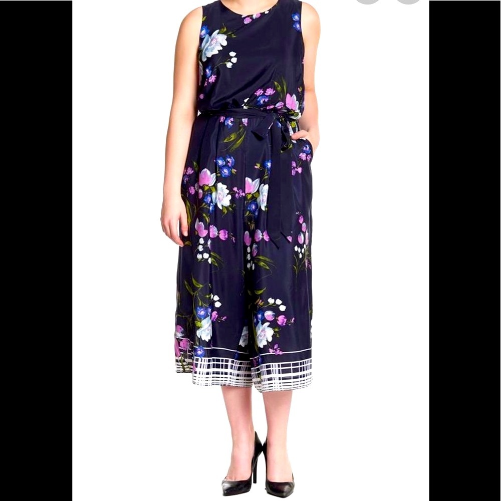 Vince Camuto Navy Multi Sleeveless Floral …